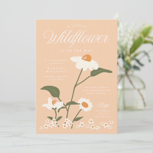 Moderne Wilde Bloemen Baby in Bloei Thema Kaart (Staand voorkant)