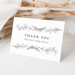 Moderne wilde bloemen Baby shower Bedankkaart