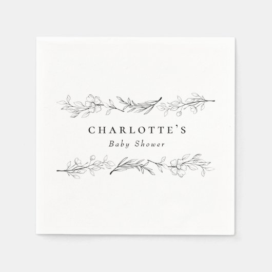 Moderne wilde bloemen Baby shower Servet (Voorkant)