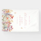 Moderne, wilde bloemen baby shower welkom  spandoek (Horizontaal)