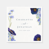 Moderne Wilde Bloemen Blauwe Trouwdag Servet (Voorkant)