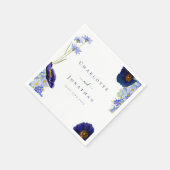 Moderne Wilde Bloemen Blauwe Trouwdag Servet (Hoek)