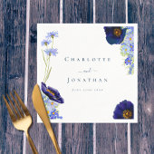 Moderne Wilde Bloemen Blauwe Trouwdag Servet