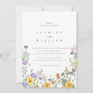 Moderne Wilde Bloemen Bruiloft Kaart