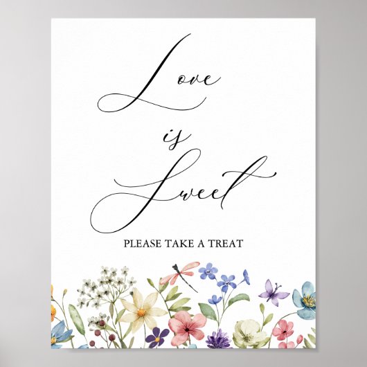 Moderne Wilde Bloemen Bruiloft Love is Sweet Poster (Voorkant)