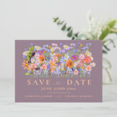 Moderne Wilde Bloemen Bruiloft Save The Date (Staand voorkant)