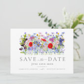Moderne Wilde Bloemen Bruiloft Save The Date (Staand voorkant)
