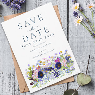 Moderne Wilde Bloemen Bruiloft Save The Date