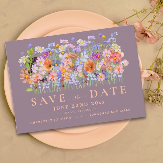 Moderne Wilde Bloemen Bruiloft Save The Date