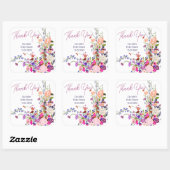 Moderne wilde bloemen dank je bruidsdouche vierkante sticker (Vel)