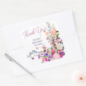 Moderne wilde bloemen dank je bruidsdouche vierkante sticker (Envelop)