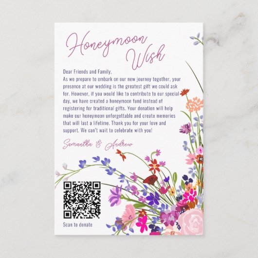 Moderne wilde bloemen die een goede bruiloft met Q Informatiekaartje (Voorkant)