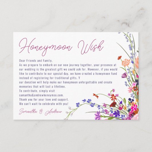 Moderne wilde bloemen die een goede bruiloft wense informatiekaartje (Voorkant)