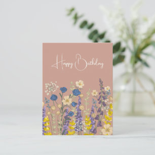 Moderne Wilde Bloemen Gelukkig Verjaardag Briefkaart