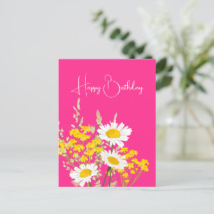 Moderne Wilde Bloemen Gelukkige Verjaardag  Briefkaart