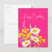 Moderne Wilde Bloemen Gelukkige Verjaardag  Briefkaart (Voorkant / Achterkant)
