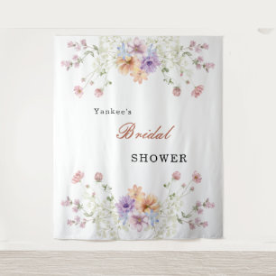 Moderne wilde bloemen lente bruiloft achtergrond d wandkleed