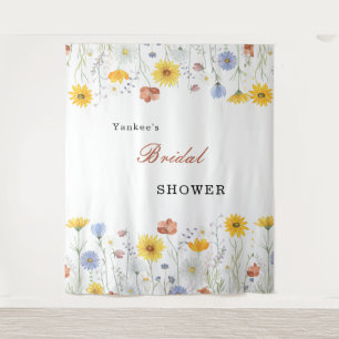 Moderne wilde bloemen lente bruiloft achtergrond d wandkleed