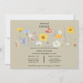Moderne wilde bloemen lente trouw diner uitnodigin kaart
