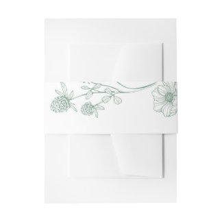 Moderne Wilde Bloemen Minimalistisch Saliegroen Hu Uitnodigingen Wikkel