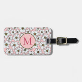 Moderne Wilde Bloemen Op Roze Bagagelabel (Voorkant horizontaal)
