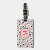 Moderne Wilde Bloemen Op Roze Bagagelabel (Voorkant verticaal)