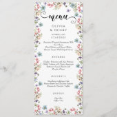 Moderne Wilde Bloemen Rustic Trouwdag Menu (Voorkant)