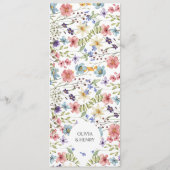 Moderne Wilde Bloemen Rustic Trouwdag Menu (Achterkant)