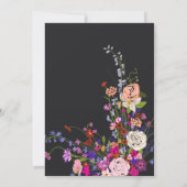 Moderne wilde bloemen script foto donker afstudere aankondiging (Achterkant)