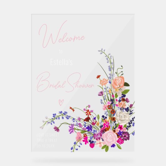 Moderne wilde bloemen script vrijgezellenfeest wel acryl bord (Voorkant)