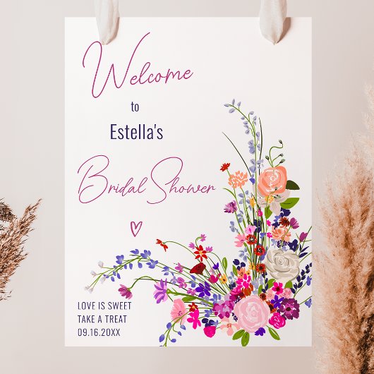 Moderne wilde bloemen script vrijgezellenfeest wel poster