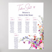 Moderne wilde bloemen script vrijgezellenfeest zit poster (Voorkant)