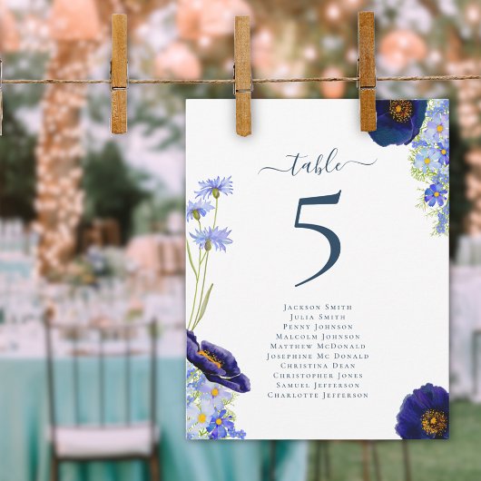 Moderne Wilde Bloemen Trouwtafel Nummerkaart
