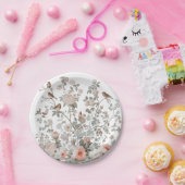 Moderne wilde bloemen & vogels Verjaardag of Bruid Papieren Bordje (Feest)