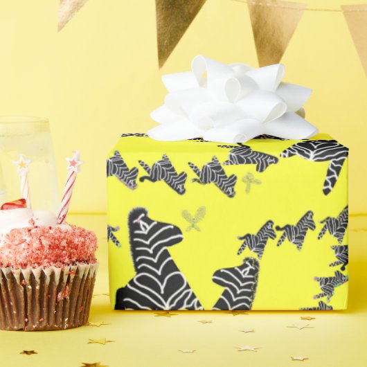 Moderne wilde gele zebra cadeaupapier (Verjaardagsfeest)