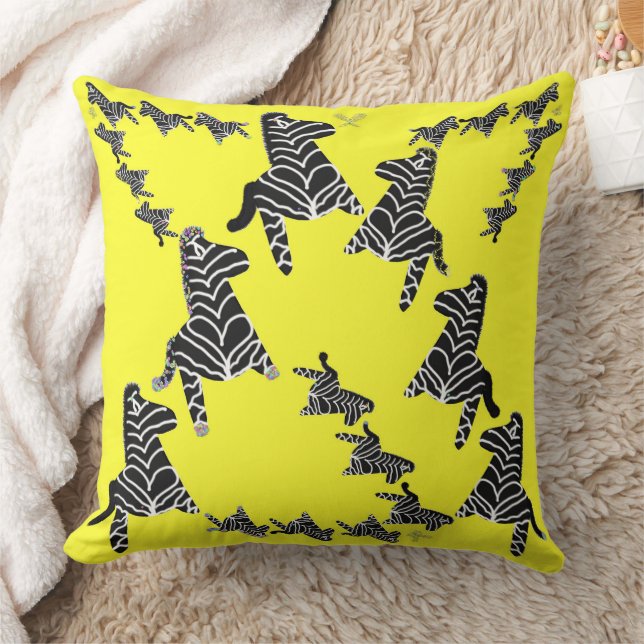 Moderne wilde gele zebra kussen (Deken)