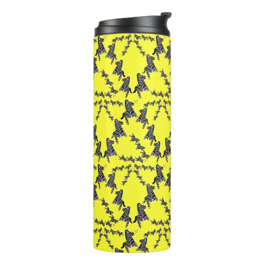 Moderne wilde gele zebra thermosbeker (Gedraaid links)
