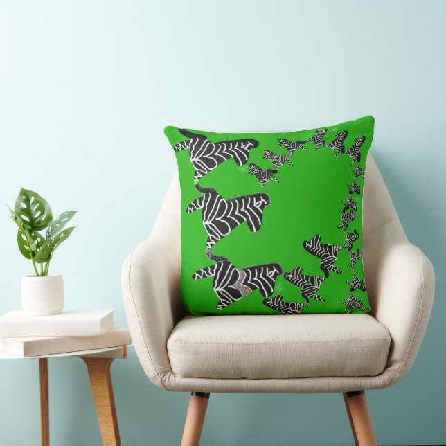 Moderne wilde groene zebra kussen (Stoel)