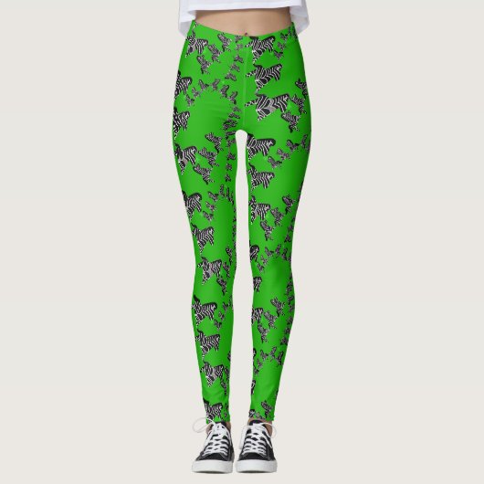 Moderne wilde groene zebra leggings (Voorkant)