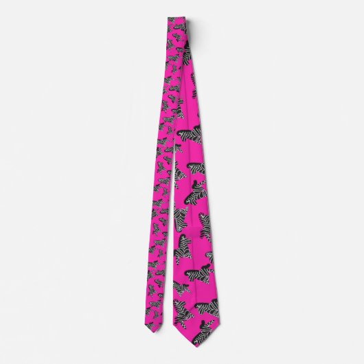 Moderne wilde roze zebra stropdas (Achterkant)
