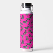 Moderne wilde roze zebra waterfles (Achterkant)