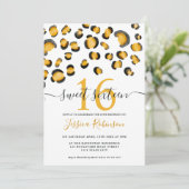 Moderne wilde waterverf van luipaard Sweet 16 Kaart (Staand voorkant)