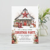 Moderne wilde westwinter schuur cowboylaarzen kaart (Staand voorkant)