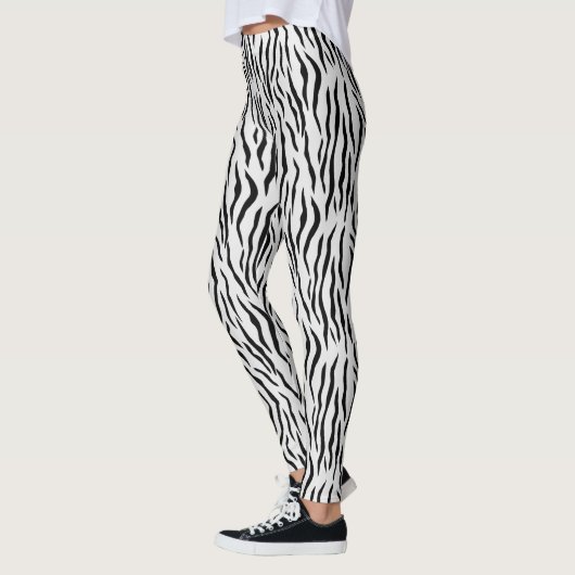 Moderne Wilde Witte Tijger Patroon Leggings (Links)