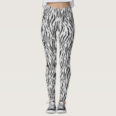 Moderne Wilde Witte Tijger Patroon Leggings (Voorkant)