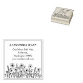 Moderne Wildflower Aangepaste Naam Retouradres Rubberstempel (Gestempeld)
