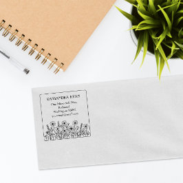 Moderne Wildflower Aangepaste Naam Retouradres Rubberstempel