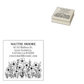 Moderne Wildflower Aangepaste Naam Retouradres Rubberstempel (Gestempeld)