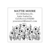 Moderne Wildflower Aangepaste Naam Retouradres Rubberstempel (Afrduk)