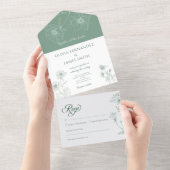 Moderne Wildflower All in One Wedding Uitnodiging (Afscheurbaar)